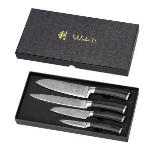 Das Wakoli Messer kann auch im praktischen Set als Küchenmesser gekauft werden - Abbildung zeigt passende Schachtel für die japanischen Messer